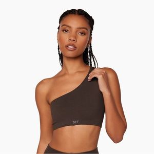 Set active espresso sculptflex one shoulder bra SMALL